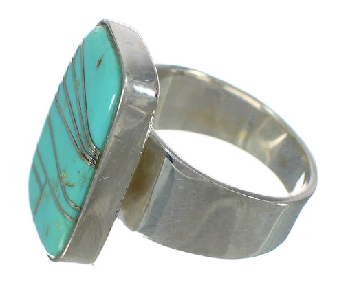 Turquoise Inlay Sterling Silver Southwest Ring Size 4-3/4 WX63094